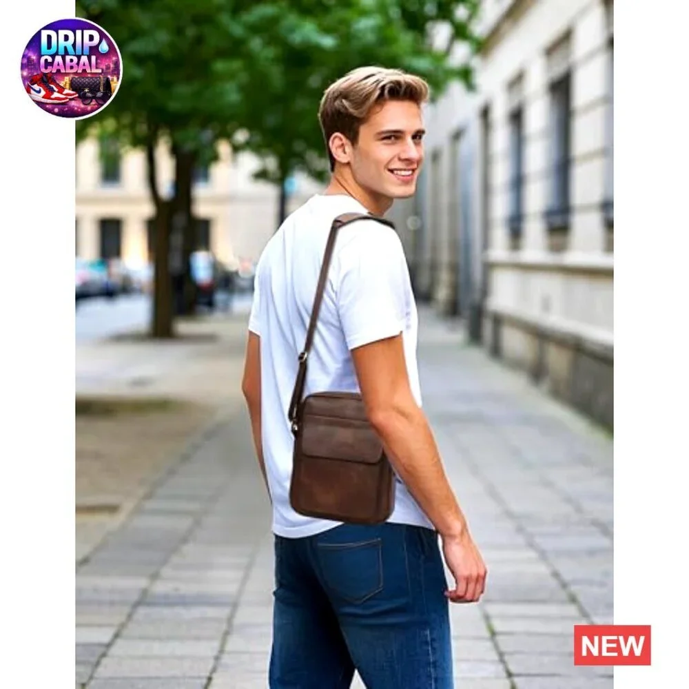 Vegan Leather Crossbody Messenger Bag For Work Business Travel